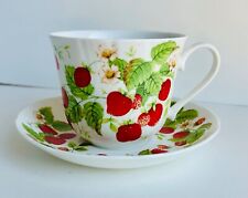 Strawberry Fruit, Cup & Saucer Large 14 oz, Roy Kirkham 1990 England picture