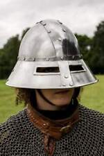 Larp 18ga Polish Steel Medieval Guardsman Helmet Knight Warrior Kettle Helmet picture