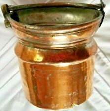 Copper Plated Vintage Bucket With Handle Hand Hammered Rustic  5.5