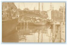c1930's View Of Harbor Gloucester Massachusetts MA RPPC Photo Vintage Postcard picture