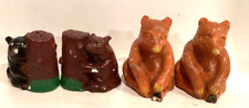 Two pair of chalkware/ceramic bear salt and pepper shakers picture
