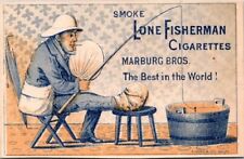 Lone Fisherman Cigarettes Marburg Bros Fishing in Barrel Bandaged Foot HQV1 picture