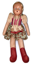 vintage Poland folk art blond doll painted composition face sawdust filled 12