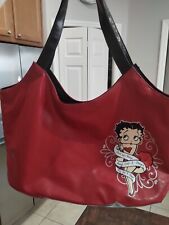 Collectible Betty Boop Red Shoulder Bag Satchel Purse Vinyl Roomy Black Lining  picture