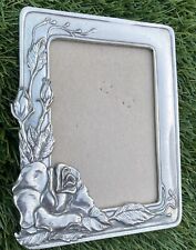 Vintage 1989 Seagull Pewter Canada Metal Small Picture Frame PF 163 RoseFlower picture