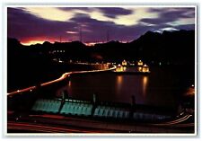 1978 Sunset At Hoover Dam Spillway Lighted Road Clark County Nevada NV  Postcard picture