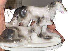  Vintage ceramic dog pair figurine. Saluki Wolfhound Greyhound made in Japan picture