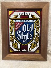 HEILEMAN'S OLD STYLE BEER Reverse Glass Wood Framed Sign 11.5” X 14.5”  picture