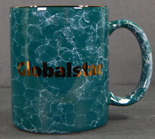 GLOBALSTAR SATELLITE ADVERTISING CERAMIC MUG MARBLED GREEN WITH GOLD ACCENTS EUC picture