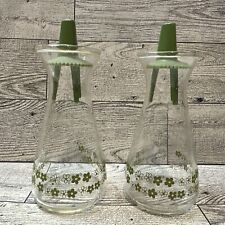 PYREX Glass Retro Daisy Salt & Pepper Shakers 4.5” Vintage USA *Needs Cleaned* picture