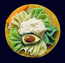 COOL Vintage Salad Plate Brooch Artist Signed Polymer Avocado Lettuce 23-10B picture