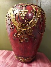 Vintage Burgundy Art Deco Dry Vase Thailand 8 1/2