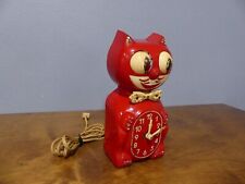 Vintage Early Red Kit Kat Cat Wall Clock Not Working Missing Tail Parts Only picture