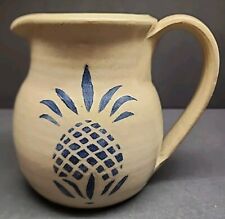 Handmade Pottery Pitcher Signed  Pineapple Painted On Each 1984 Farmhouse Art picture