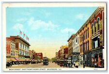 c1930 Main Street East Cherry Street Streetcar Store Galesburg Illinois Postcard picture
