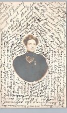 SURROUNDED BY TEXT chicago il real photo postcard rppc caption woman portrait picture
