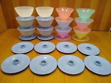 (12) Tupperware Vtg Pudding Ice Cream Bowls 4oz Pastels/Blue/Sheer White NO LIDS picture