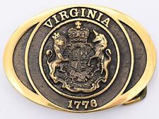 Solid Brass Virginia State Seal 1776 Revolutionary War Vintage Belt Buckle picture