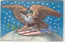 Postcard Patriotic Bald Eagle on U.S. Shield Outlined in Glitter Embossed c1907 picture