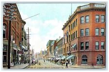 1908 Head Of Lisbon Street Business Section Lewiston Maine ME Posted Postcard picture