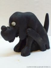 Old Bloodhound Hound Dog Made of Coal Figurine Vintage Handcrafted Puppy Figure picture