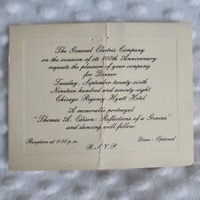 Vintage 1976 GE Formal Invitation General Electric 100th Anniversary Dinner RSVP picture