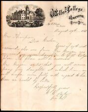 1872 Aurora NY - Wells College - Rare Letter Head Bill picture