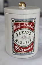 Milk & Cookies Served Nightly - Christmas Cookie Jar - NEW, Never Used FREE... picture