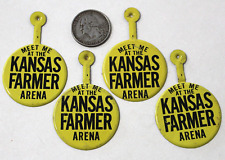 4 Vintage 1950s Kansas Farmer Arena Tin Buttons - State or County Fair 1 1/2