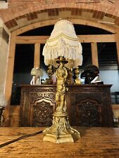 Antique 19th Century Solid Bronze Cherub Table Lamp, Putti Angel picture