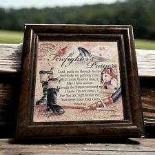 Firefighter's Prayer Framed Print Easel Stand Alone Gift For Firefighter 5”X5” picture