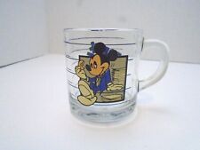 Vintage Disney Mickey Mouse Mug Break Time Doughnut Anchor USA Clear Glass picture