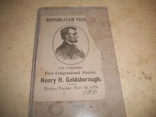 1874 Original Republican Ticket Congress Henry H Goldsborough Easton maryland Md picture