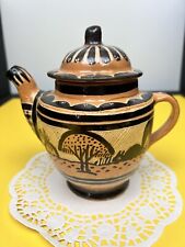 Vintage Mexican Terra-cotta/Red Clay Lidded Pottery Teapot Tree Squirrel picture