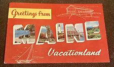 Vintage Greeting From Maine Vacationland Banner Postcard picture