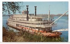 Stern Paddlewheel Packet Boat on the Mississippi River 1950s Boats Postcard picture
