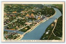1941 Aerial View Of Kanawha River & Charleston Bridge West Virginia WV Postcard picture