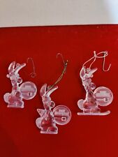 1992 Energizer Bunny Limited Edition Christmas Ornament Clear Plastic Set of 3 picture
