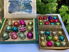 Vintage Antique Lot Of Shiny Bright Mini Ornaments w/ Boxes 24  small 12 medium picture