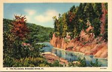 Palisades Winooski River Vermont Scenic Mountain Landscape Linen Postcard picture
