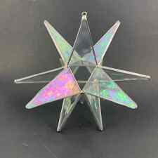 Vintage Moravian Star Iridescent Lead Stained Glass Sun Catcher Ornament 11” picture