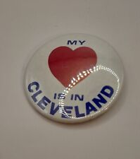 Vintage My Heart Is In Cleveland Pinback Button Ohio 1980s picture