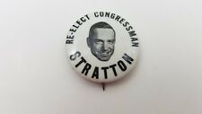  Vintage New York Campaign Re-Elect Congressman Stratton Button 1960's Pin G3 picture