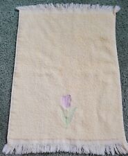 Vintage 100% Cotton Yellow W/embroidered TulipHand Towel Fringed Made In USA  picture