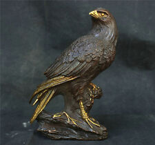 Chinese Old Traditional Culture Brass Bronze statue Eagle falcon hawk sculpture picture
