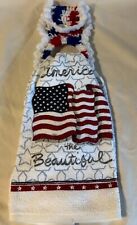 3 Piece Set - Patriotic Themed Towel, Pot Holder and Hand Crocheted Towel Ring picture