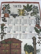Vintage Linen 1973 Calendar Kitchen Tea Towel Medicine Apothecary Design 26