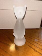 VINTAGE FROSTED SATIN GLASS CLEAR CAT KITTEN FIGURINE PAPERWEIGHT picture