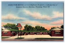 c1940's Rock Trim Motel & Restaurant Business District Sheridan Wyoming Postcard picture