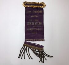 August 1913 13th Annual Convention Purple Pinback Ribbon Asst Chairman St Louis picture